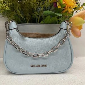 Michael Kors Cora Mini Zip Pouchette Vista Blue NWOT